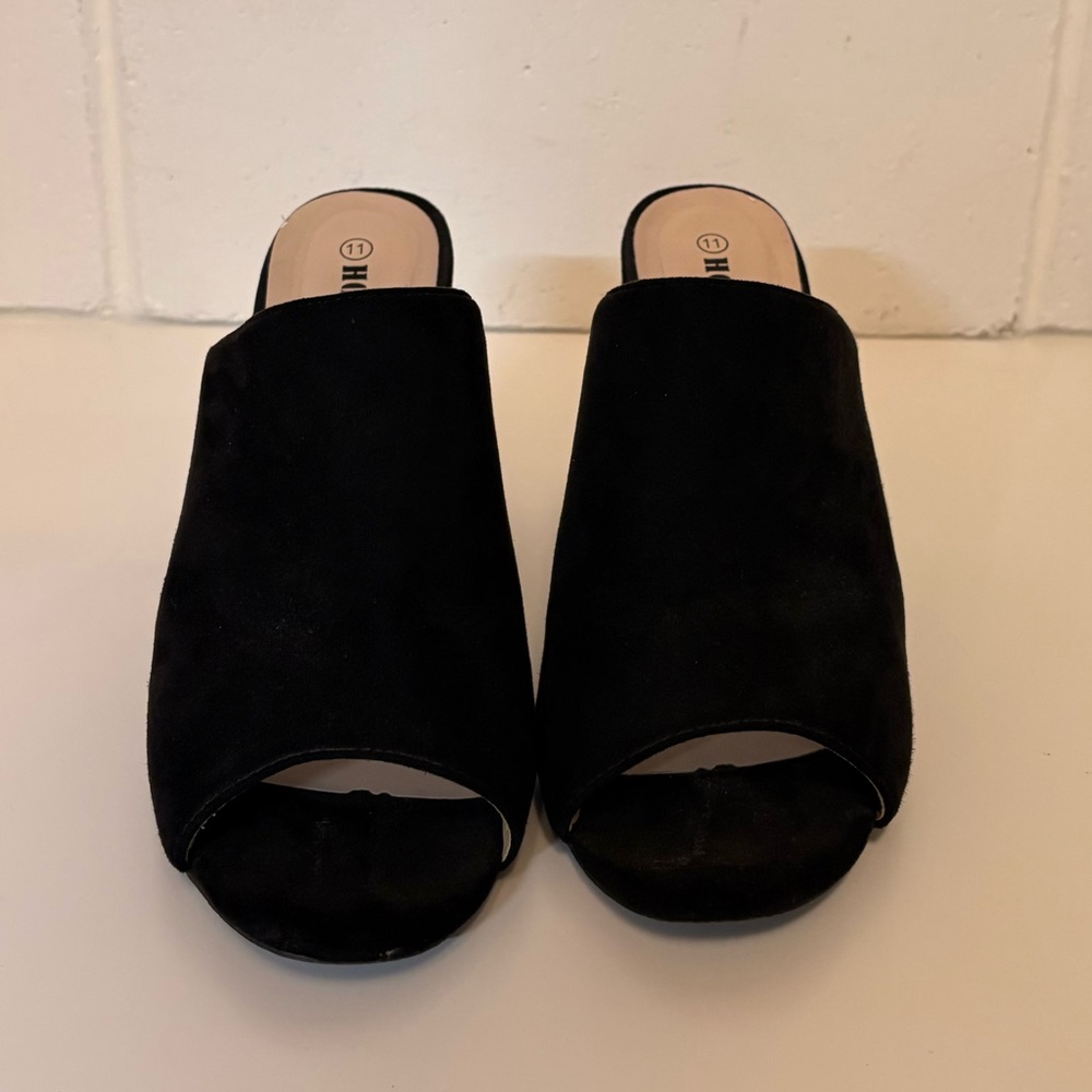 Elegant Black Peep-Toe Mules - Picture 2 of 3